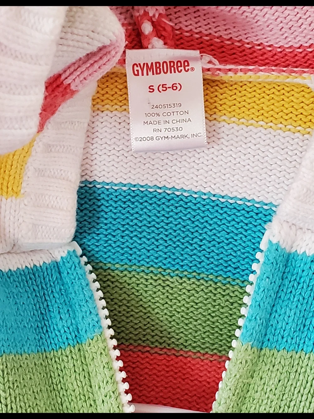 Gymboree Rainbow Striped Hooded Zip Sweater In Size S (5-6)